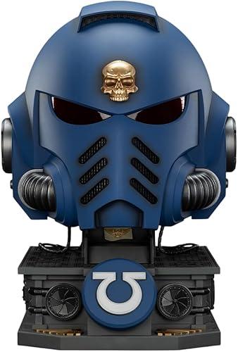 JOYTOY Warhammer 40K Space Marines Ultramarines Captain MkX Helmet & Display Stand, 1:1 Scale Action Figure Mecha Joy Toy Collection Model