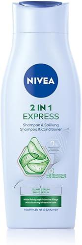 NIVEA 2-in-1 Care Express pH-Balance Shampoo and Conditioner with Aloe Vera 400 ml (13.53 fl oz) – Combined Hair Cleansing and Conditioning Formula for Daily Hair Care Routine in Convenient Bottle