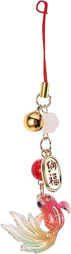 Unomor Koi Fish Keychain Charm Chinese Style Pendant Feng Shui Lucky Phone Dangle Charm For Bag Car Rear View Mirror Ornament