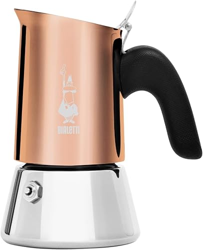 Bialetti New Venus coffee maker 2 cups, anti-burn handle, not suitable for induction, 2 cups (85 ml), stainless steel, color - copper, wattage - 3600