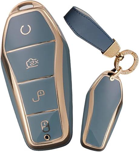 TPU Key Fob Cover Fit for BYD Han Ev Tang Dm 4 Button Car Key Case Cover Protector Key Cover Key Shell Holder