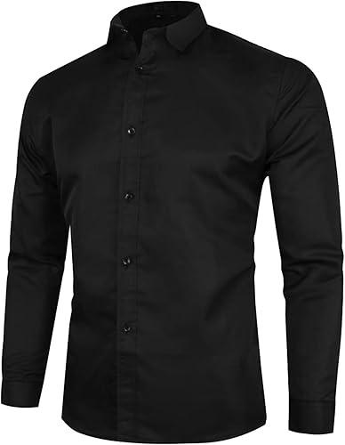 Dress Shirt for Men, Long Sleeve Slim Fit Style, Western Inspired Solid Tops for 2026 Casual Fashion