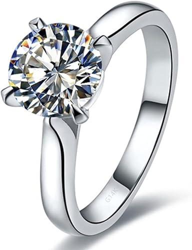 Classic Brand 4 Prongs Test Positive Solid White Gold 14K Moissanite Diamond Solitaire Engagement Ring GRA Certificate