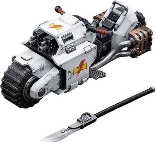 JOYTOY Warhammer 40K 1/18 Action Figure White Scars Raider-Pattern Combat Bike Joy Toy Motorcycle Model Moto Gift, Ages 15+