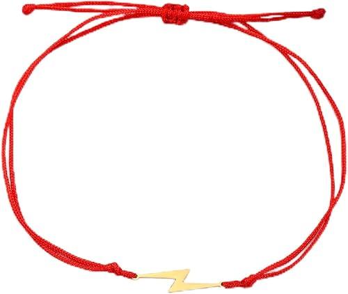 Lightning Bolt Bracelet for Women Lightning Flash Thunder Charm Handmade Braided Bracelet Adjustable Layered Chain Jewelry Teen Gifts