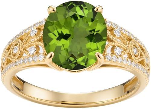 10K 14K 18K Gold 1-3 Carat Oval Vintage Gemstone Engagement Rings for Women Filigree Gemstone Promise Ring Size 3-16