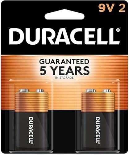 Duracell Coppertop 9V Battery, 2 Count Pack, 9-Volt with Long-lasting Power, All-Purpose Alkaline 9V Battery for Household and Office Devices