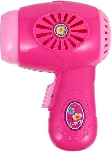 Mini Hair Dryer Toy - Pretend Play Small Doll Blow Dryer for Girls Montessori Kitchen Playset Educational Role Play Hairdryer for Beauty Dollhouse Accessories - Pink or Rose Red