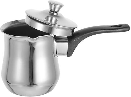 Butter Warmer Pot Small Metal Milk Warmer Stainless Steel Maker Pot Lid Turkish Coffee
