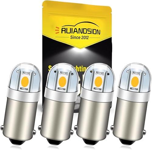 Ruiandsion BA9S LED Bulb BA9 1895 1891 53 57 Warm White 12V LED Bulb 3030 2SMD Chipsets Replacement Bulbs for Car Interior Dome Map License Plate Glove Box Lights (Pack of 4)