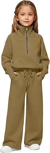 Girls Sweatsuit Tracksuit Set Teen Kids Pullover Sweatshirts and Sweatpants Sweat Set Lounge 2 Piece Outfits