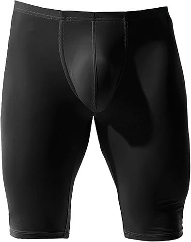 YUFEIDA Men's Compression Half Tights Leggings Sheer Swimwear Shorts Trunks Pant