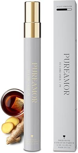 PUREAMOR Pheromone Perfume for Women, Tea Dreamer Extrait de Parfum – Fresh Amber Tea & Ginger Scent, Long Lasting Fragrance, 0.4 oz / 12 ml Travel Size