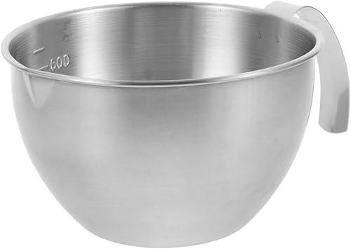 BESTonZON 600ML Stainless Steel Mixing Bowl with Handle & Pour Spout, Metal Measuring Batter Basin for Kitchen Baking Prep