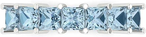 Clara Pucci 14K White Gold Wedding Band for Women | Stacking Classic Comfort Fit | Engagement Bridal Jewelry | 1.75 TCW Princess Cut Natural Swiss Blue Topaz (3.5mm)