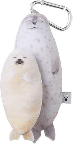 Plush Doll Keyrings Mother and Animal Pendant Keychain Seal/Penguins/Otters Chain Versatile Bags Accessory Light