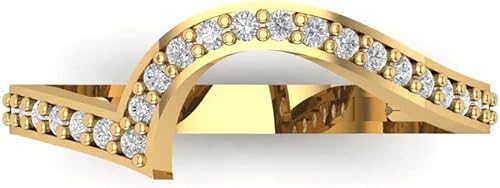 0.21 ct Brilliant Round Cut Clear Simulated Diamond 14k Yellow Gold Stackable Band