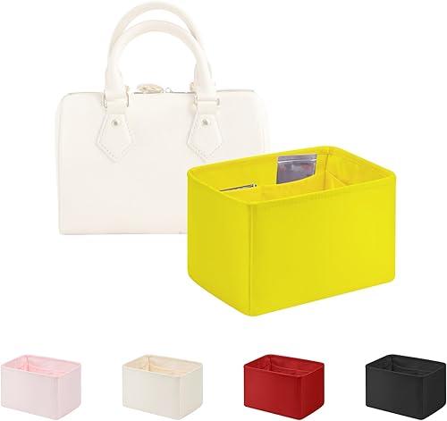 Purse Organizer Insert for Luxury Bag, Lightweight & Soft Satin Fabric with Pockets, Ideal for Travel, Shopping, and Daily Use, Multicolor Options, Fits Speedy 35(Lime, Speedy35)