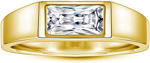 1-6 CT Men's Moissanite Engagement Ring 10K 14K 18K Solid Gold Emerald/Princess/Cushion/Round Cut Moissanite Ring for Men Wedding band Ring Fathers Day Jewelry Gift for Husband Dad