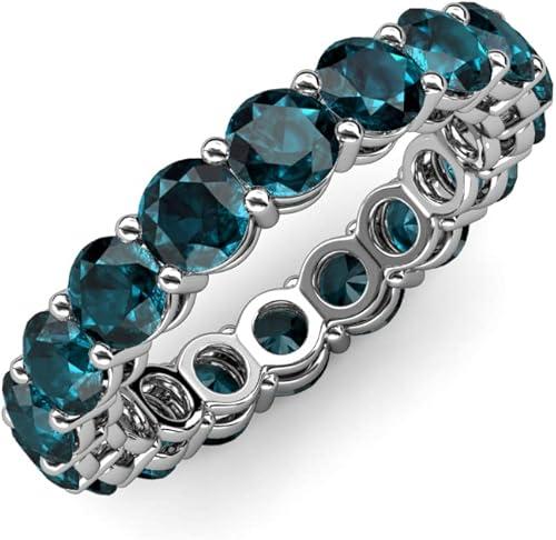 TriJewels London Blue Topaz 3.04 ctw to 3.61 ctw Women Eternity Ring Stackable 14K Gold