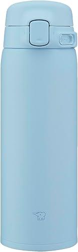 Zojirushi SU-BA48-AM Water Bottle, 16.2 fl oz (480 ml), Easy to Clean, Dishwasher Safe, Seamless Stopper, Only 2 Pieces, Lightweight & Compact, Cold & Heat Retention, One-Touch Mug, Powder Blue