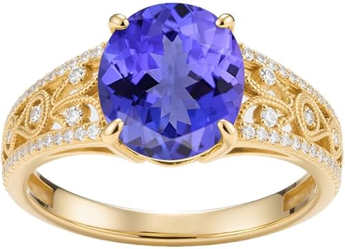 10K 14K 18K Gold 1-3 Carat Oval Vintage Gemstone Engagement Rings for Women Filigree Gemstone Promise Ring Size 3-16