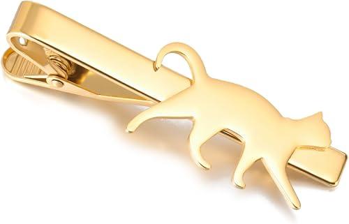 Dreamtimes Funny Cat Dog Tie Clip Stainless Steel Tie Bar Cute Animal Wedding Groomsman Accessories Novelty Business Necktie Clip Holder for Men Women Pet Lovers