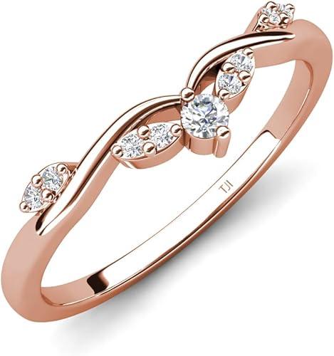 TriJewels Round Lab Grown Diamonds Curved Wedding Band in 10K Gold