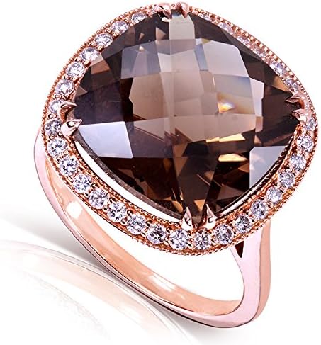 Kobelli Smoky Quartz and Diamond Ring 8 1/4 Carat (ctw) in 14k Rose Gold