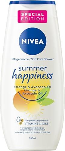 NIVEA Creme Soft Shower Cream Summer Happiness Orange & Avocado Oil 250ml (8.45 fl oz) Creamy Citrus Body Wash with Rich Lather, Refreshing Fragrance, Daily Cleansing Shower Gel for Women and Men