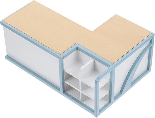 Kisangel Miniature Supermarket Counter, 1:12 Scale Dollhouse Wood Checkout Stand for Miniature Furniture Craft