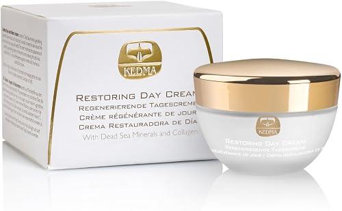 KEDMA Restoring Day Cream – Anti-Aging Moisturizer with Collagen, Dead Sea Minerals, Vitamin C & E – Firming Day Cream for Wrinkles, Elasticity & Skin Tone - 1.76 oz