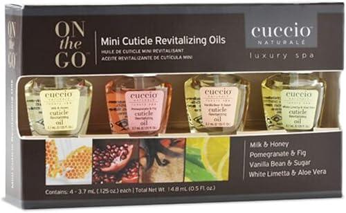 Cuccio Naturale Mini Cuticle Revitalizing Oils – Winter Hydration Repair for Dry Cuticles & Nails, Paraben-Free Spa Fragrances, Women’s Gift Set, 4 Pc