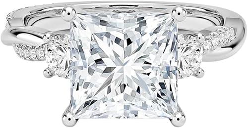 3 Carat Engagement Rings for Women | Solitaire Wedding Bridal Rings Sets | IGI certified Lab Grown Diamond Princess Cut VVS1-2 10K/14K/18K Solid Rose/White/Yellow Gold | Anniversary Christmas Ring For Women (E-F Color)