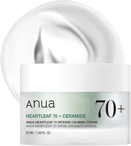 Anua Heartleaf 70 Intense Calming Cream with Ceramide & Panthenol, Face Moisturizer for Dry Skin, Barrier Repair, Glass Skin Hydration, Fragrance-free, Paraben-free, Korean skin care, 1.69 fl.oz
