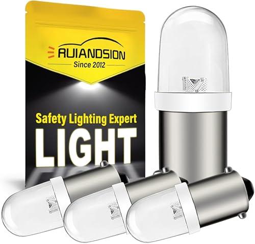 Ruiandsion BA9S LED Bulb 120V AC/DC Miniature Bayonet 9mm BA9s Base LED Replacement Bulb for Indicator Pilot Light,White (Pack of 4)