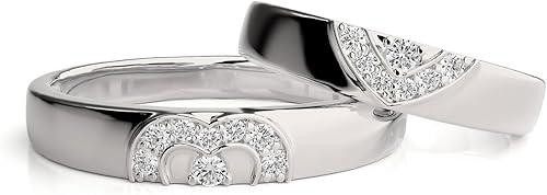 Sterling Silver/10K 14K 18K Gold Custom Wedding Rings for Him and Her with Moissanite/Diamonds Matching Wedding Bands for Couples Size 3-16