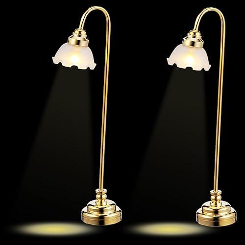 2pcs Mini Dollhouse Lamp Mini Desk Lamp Dollhouse Lights Decoration Miniature Doll House Accessories for Home Use