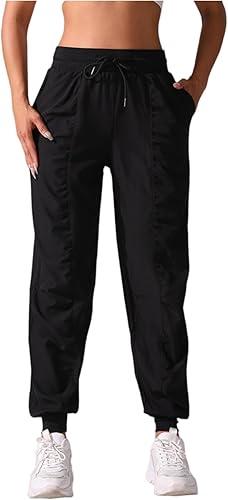 Women Slim Cargo Pants Pleated Cuffed Trousers Adjustable Drawstring Jogger Casual Hiking Punk Streetwear