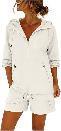 Women's UPF 50+ Sun Shirts Uv Protection Long Sleeve Jacket With Hooded Summer Shorts Set Hiking Fishing Suit