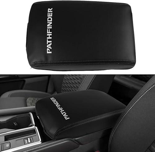 LEXLEY Center Console Pad Armrest Box Cover Waterproof Anti-Scratch Leather Protector Covers for Nissan 2022 2023 2024 2025 2026 Pathfinder-Black Stitches