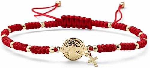 St Benedict Medal Adjustable Red String Pulsera San Benito