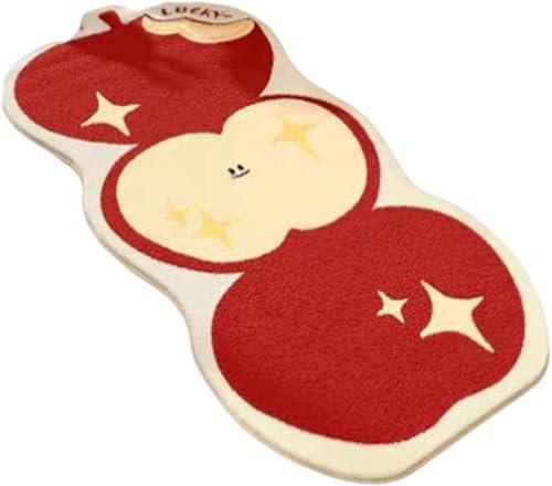 Cute Bathroom Rugs, Funny Fruit Rug Mat, Soft Plush Fluffy Bath Mat, Absorbent, Hand Woven Carpet Non-Slip for Bathroom, Bedroom, and Living Room (Red)