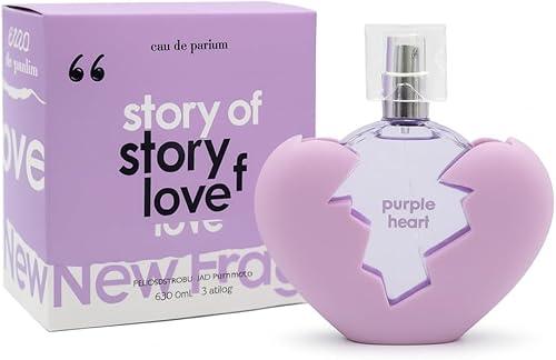 Women's Romantic Perfume with Jasmine, Pear, Rose Fragrance, Heart-Shaped Bottle, Sexy Purple Perfume for Women 100ml / 3.4 fl.oz