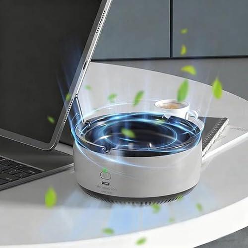 Intelligent Smokeless Ashtray with Air Purifier + Dehumidifier Box, 360° Surround Suction, Negative Ion Purification, Portable Smokeless Ashtrays USB Rechargeable for Home Office (Gray)