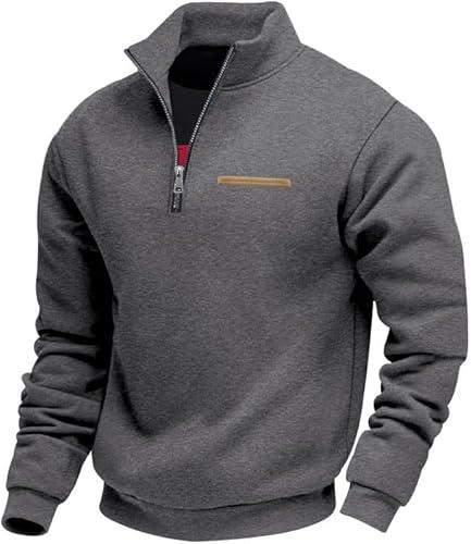 Men's Oversized Quarter Zip Pullover Comfy Running Stand Collar Fleece Lined Sweatshirts Outdoor Sweatshirt