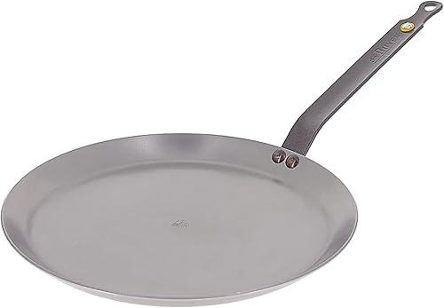 de Buyer MINERAL B Carbon Steel Crepe & Tortilla Pan - 9.5” Diameter, 8.25” Cooking Surface - Ideal for Making & Reheating Crepes, Tortillas & Pancakes - Naturally Non-Stick Finish - Made in France