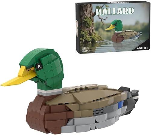 Mallard Bird Building Set, 357PCS Bird Model Animal Blocks Set, Collectible Animal MOC with Display Stand, Creative Gift for Christmas