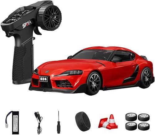 1/24 Scale 4WD RC Drift Car 2.4GHz Full Proportional Remote Control Car with Gyro Stabilization, High-Speed Racing & Drift Tires, LED Lights, 7.4V Battery for Adults Enthusiast