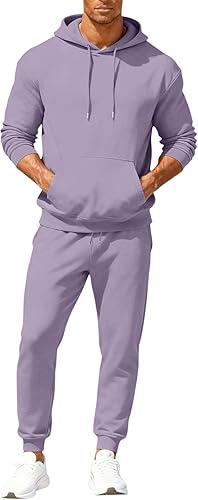 Mens Winter 2 Piece Set Sweatsuits Long Sleeve Hoodie Jogging Suits For Men Fleece Linen Sweatshirts Tracksuits